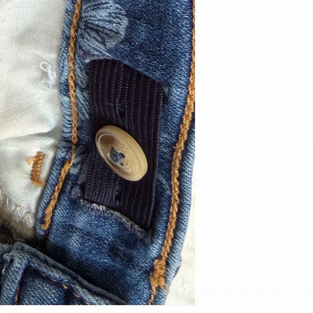 Abercrombie Kids Girls Floral High Rise Flare Jeans Size 15/16 Stretch Denim